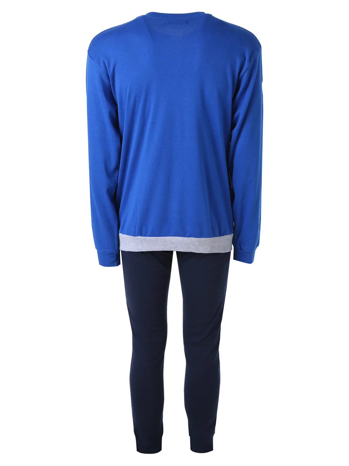 A Sette Pigiama lungo da uomo in cotone interlock a blocchi di colore - blu scuro