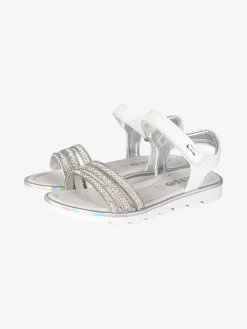 Asso Sandali da ragazza con strass e cinturino a strappo - bianco