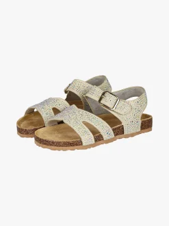 Asso Sandali da ragazza con strass e cinturino con fibbia - beige