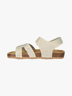 Asso Sandali da ragazza con strass e cinturino con fibbia - beige