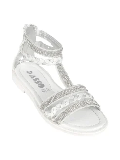 Asso Sandali intrecciati da ragazza con strass