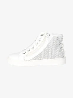 Asso Sneakers alte da ragazza con strass - bianco