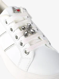 Asso Sneakers gioiello da ragazza con lacci e zip - bianco
