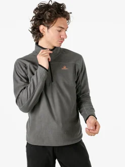 Athl Dpt Felpa da uomo mezza zip in micropile con bordi a contrasto - antracite