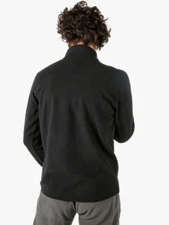 Athl Dpt Felpa da uomo mezza zip in micropile con bordi a contrasto - nero