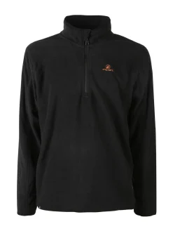 Athl Dpt Felpa da uomo mezza zip in micropile con bordi a contrasto - nero