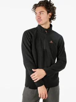 Athl Dpt Felpa da uomo mezza zip in micropile con bordi a contrasto - nero