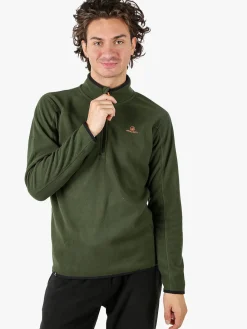 Athl Dpt Felpa da uomo mezza zip in micropile con bordi a contrasto - verde