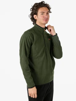 Athl Dpt Felpa da uomo mezza zip in micropile con bordi a contrasto - verde