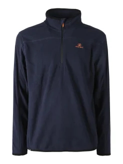 Athl Dpt Felpa da uomo mezza zip in micropile con bordi a contrasto - blu scuro