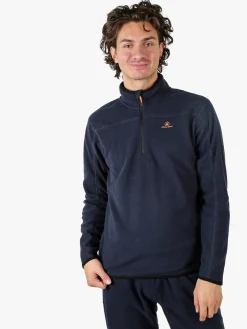 Athl Dpt Felpa da uomo mezza zip in micropile con bordi a contrasto - blu scuro