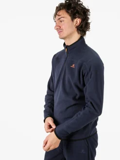 Athl Dpt Felpa da uomo mezza zip in micropile con bordi a contrasto - blu scuro