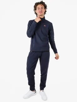 Athl Dpt Felpa da uomo mezza zip in micropile con bordi a contrasto - blu scuro