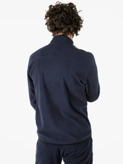 Athl Dpt Felpa da uomo mezza zip in micropile con bordi a contrasto - blu scuro