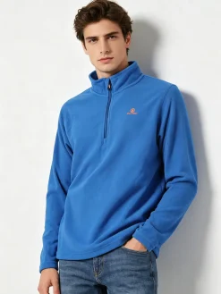 Athl Dpt Felpa da uomo mezza zip in micropile - blu