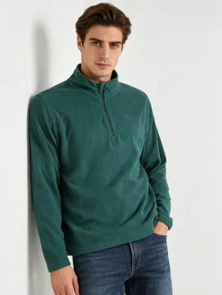Athl Dpt Felpa da uomo mezza zip in micropile con bordi a contrasto - cielo