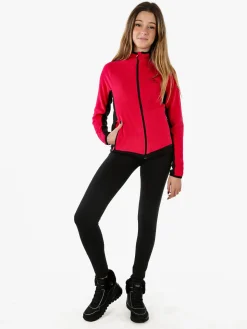Athl Dpt Felpa donna bicolore in micropile con zip intera - fragola