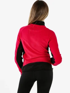 Athl Dpt Felpa donna bicolore in micropile con zip intera - fragola