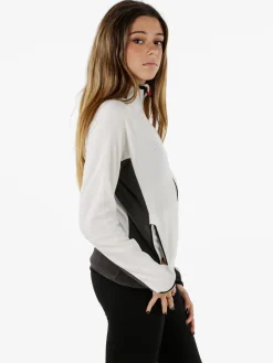 Athl Dpt Felpa donna bicolore in micropile con zip intera - bianco