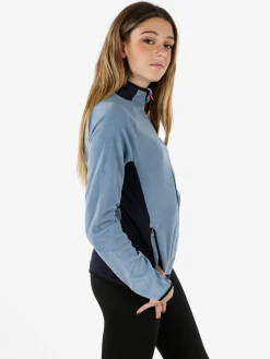 Athl Dpt Felpa donna bicolore in micropile con zip intera - azzurro