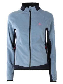 Athl Dpt Felpa donna bicolore in micropile con zip intera - azzurro