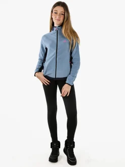 Athl Dpt Felpa donna bicolore in micropile con zip intera - azzurro