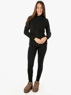 Athl Dpt Felpa donna full zip in micropile - nero