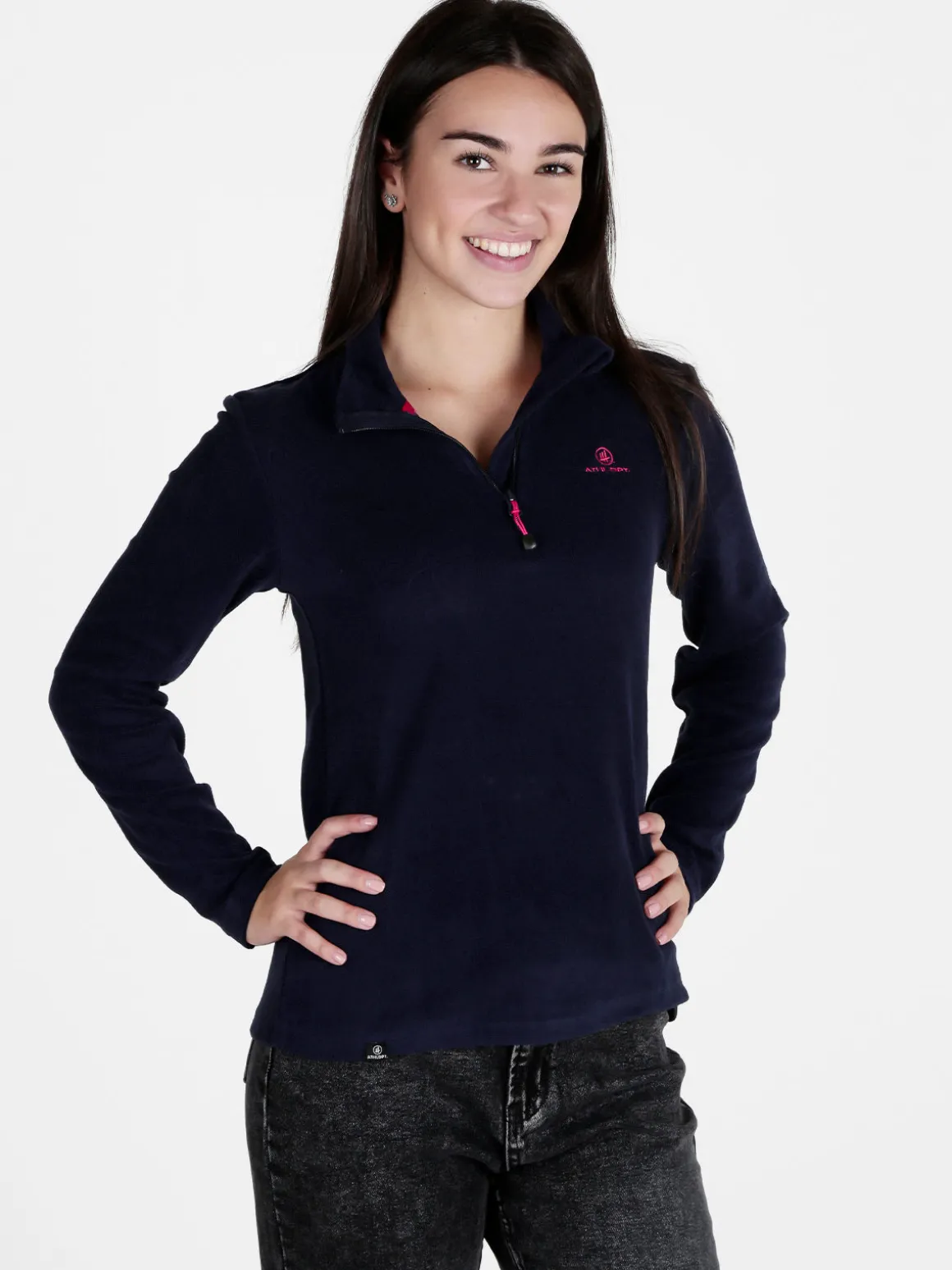 Athl Dpt Felpa donna in micropile mezza zip