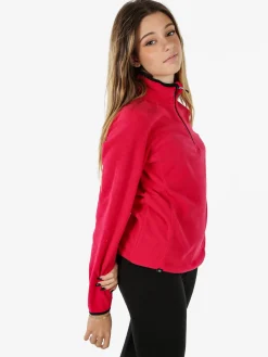 Athl Dpt Felpa donna mezza zip in micropile - fragola