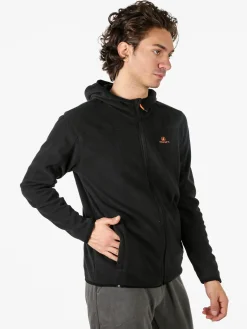 Athl Dpt Felpa uomo con cappuccio e zip in micropile - nero