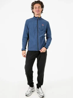 Athl Dpt Felpa uomo full zip in micropile con bordi a contrasto - cielo