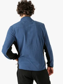 Athl Dpt Felpa uomo full zip in micropile con bordi a contrasto - cielo