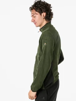 Athl Dpt Felpa uomo full zip in micropile con bordi a contrasto - militare
