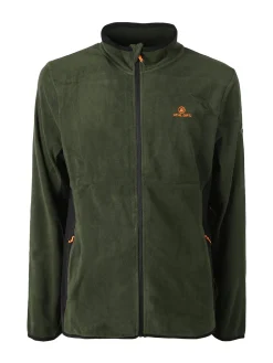 Athl Dpt Felpa uomo full zip in micropile con bordi a contrasto - militare
