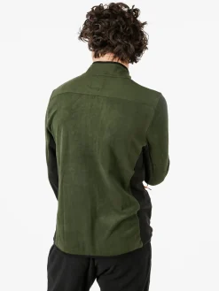 Athl Dpt Felpa uomo full zip in micropile con bordi a contrasto - militare