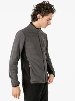 Athl Dpt Felpa uomo full zip in micropile con bordi a contrasto - antracite