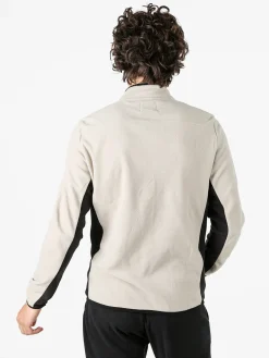 Athl Dpt Felpa uomo full zip in micropile con bordi a contrasto - fango