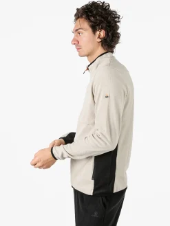 Athl Dpt Felpa uomo full zip in micropile con bordi a contrasto - fango