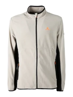 Athl Dpt Felpa uomo full zip in micropile con bordi a contrasto - fango