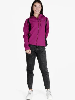 Athl Dpt Giacca da donna impermeabile bicolore con cappuccio e interno in pile