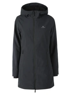 Athl Dpt Giubbotto lungo da donna impermeabile con cappuccio e zip - blu scuro