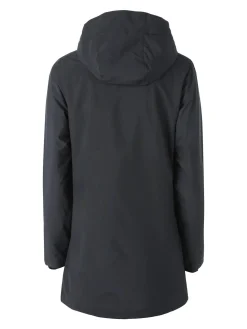 Athl Dpt Giubbotto lungo da donna impermeabile con cappuccio e zip - blu scuro