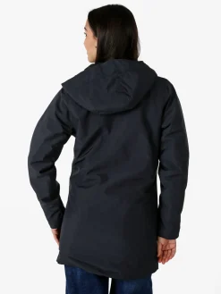 Athl Dpt Giubbotto lungo da donna impermeabile con cappuccio e zip - blu scuro