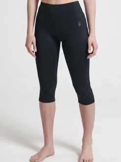 Athl Dpt Leggings donna tre quarti sportivi elasticizzati - nero