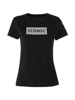 Athl Dpt T-shirt donna in cotone con stampa argento - nero