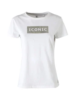 Athl Dpt T-shirt donna in cotone con stampa argento - bianco