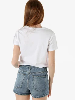 Athl Dpt T-shirt donna in cotone con stampa argento - bianco