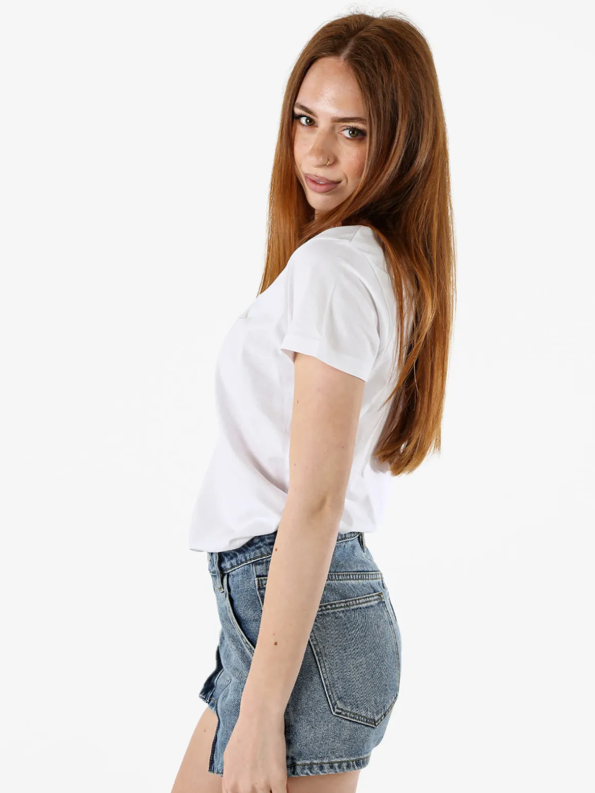 Athl Dpt T-shirt donna in cotone con stampa argento - bianco