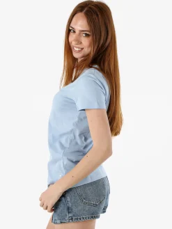 Athl Dpt T-shirt donna in cotone con stampa argento - azzurro