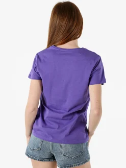 Athl Dpt T-shirt donna in cotone con stampa argento - viola